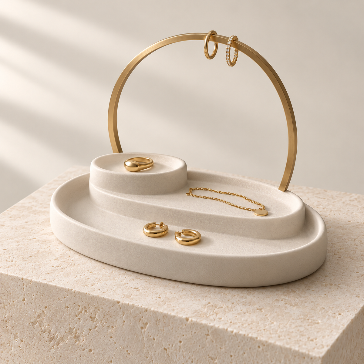 Halo Step Jewelry Tray three-quarter view
