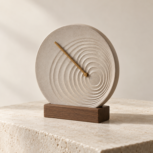 Tide Dial Object with concentric grooves and a brass pointer
